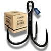 Maruto Barbless Treble Fishing Hooks, Sharp and Strong Japanese High Carbon Steel, Sizes #1 to #8, Available in Black & Red view 1