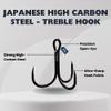 Maruto Barbless Treble Fishing Hooks, Sharp and Strong Japanese High Carbon Steel, Sizes #1 to #8, Available in Black & Red view 3