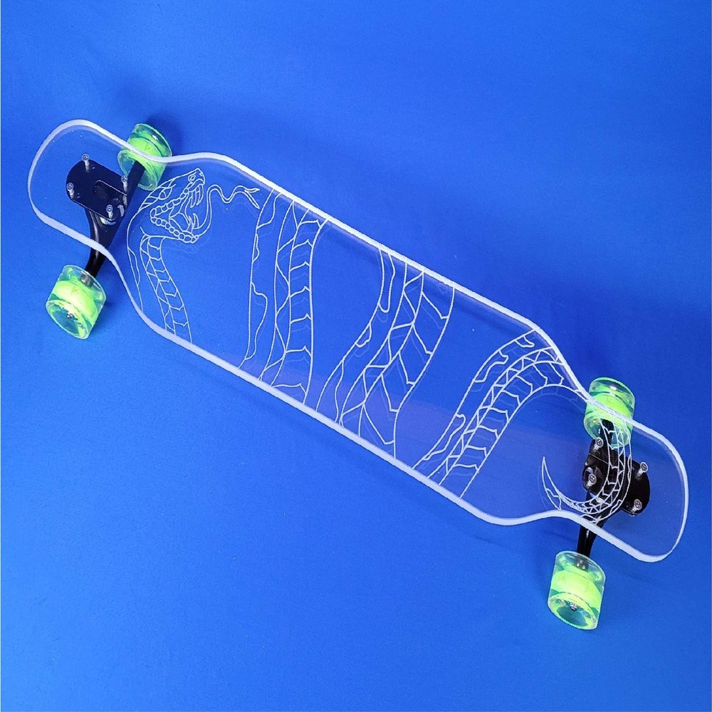 GHOST BOARDS Clear Longboard Skateboard - Transparent Acrylic Long Boards with Light-Up LED Wheels for Smooth Rides - Ride The Streets in Style with Longboard Built for Beginners & Pros Alike