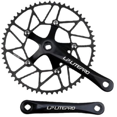 DHNCBGFZ Crankset Folding Bike Crankset Single Tooth Disc 50T 52T 54T 56T 130BCD 170mm Square Taper Crank Arm Set Integrated 5 Claws Aluminum Alloy Crankset (Color : Black, Size : 50T)