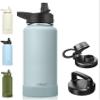 CIVAGO 40 oz Insulated Water Bottle With Straw, Stainless Steel Sports Water Cup Flask with 3 Lids (Straw, Spout and Handle Lid), Double Walled Travel Thermal Canteen Mug, Sage view 1