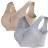 COALHO Lifts Anti-Sagging Wirefree Bra, Breathable Cool Lift up Air Bra, Breathable Anti Saggy Breasts Bra (Skin Color + Gray,M), Medium view 1