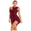 Xnihocha Women Lyrical Dance Dress One Shoulder Split Asymmetrical Modern Contemporary Ballroom Latin Dance Costume F0658Burgundy Small view 2