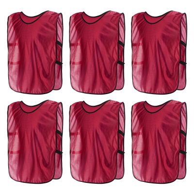 PATIKIL Scrimmage Vest, 6 Pack Soccer Pennies Soccer Jersey Training Vests Team Sports Pinnies Youth Football Practice Jerseys Fits Height 90cm to 115cm, Red (Small)