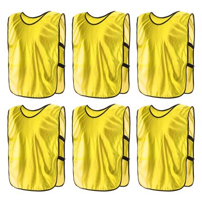 PATIKIL Scrimmage Vest, 6 Pack Soccer Pennies Soccer Jersey Training Vests Team Sports Pinnies Youth Football Practice Jerseys Fits Height 115cm to 145cm, Bright Gold (Medium)