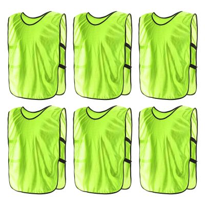 PATIKIL Scrimmage Vest, 6 Pack Soccer Pennies Soccer Jersey Training Vests Team Sports Pinnies Youth Football Practice Jerseys Fits Height 145cm to 170cm, Fluorescent Green (Large)