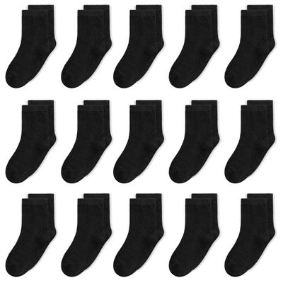 GENTABY Unisex Toddlers Kids Crew Socks-15 Pairs Soft Socks,Casual Athletic Dress Socks for Boys,Girls 2-4 Years