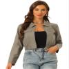 Allegra K Cropped Bomber Jacket for Women's Lightweight Zip Up Lapel Collar Long Sleeve Short Jackets X-Small Gray Army Green