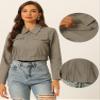 Allegra K Cropped Bomber Jacket for Women's Lightweight Zip Up Lapel Collar Long Sleeve Short Jackets X-Small Gray Army Green view 2