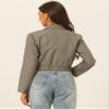 Allegra K Cropped Bomber Jacket for Women's Lightweight Zip Up Lapel Collar Long Sleeve Short Jackets X-Small Gray Army Green view 3