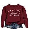 QPAZMEC Funny Grandma Sweatshirts for Women I Work for My Grandkids Printed Grandma Gift Shirt Long Sleeve Casual Pullovers Wine view 1