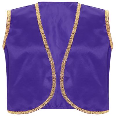 ACSUSS Mens Desert Prince Carnival Tops Arabian Street Rat Waistcoat Cosplay Open Front Vest Dark Purple Large