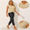 Allegra K Sequin Tops for Women's Sparkle Glitter V Neck Cap Sleeve Party Club Blouse X-Small Champagne Gold view 2