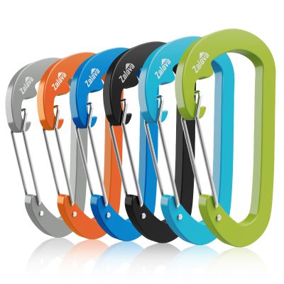 6PCS 3'' Carabiner Clip Aluminum Large D-Shape Spring for Keychain, 3 inch Heavy Duty Keychain Clip Wiregate for Climbing Fishing Hiking Outdoor Multicolor