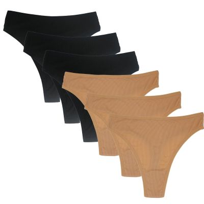 Amwounu High Waisted Cotton Thongs Underwear For Women Breatchale Soft Stretch Cotton Seamless Panties Size M Pack Of 6