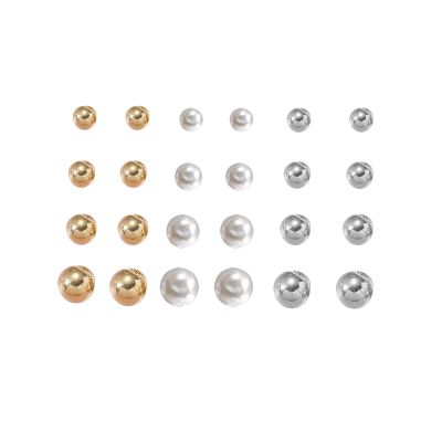 12 Pairs Shining Gold Silver Pearl Hypoallergenic Stud Earrings Set for Women Fashion Aesthetic Jewelry Accessories Statement Earrings Best Friends Birthday Jewelry Earrings for Mom