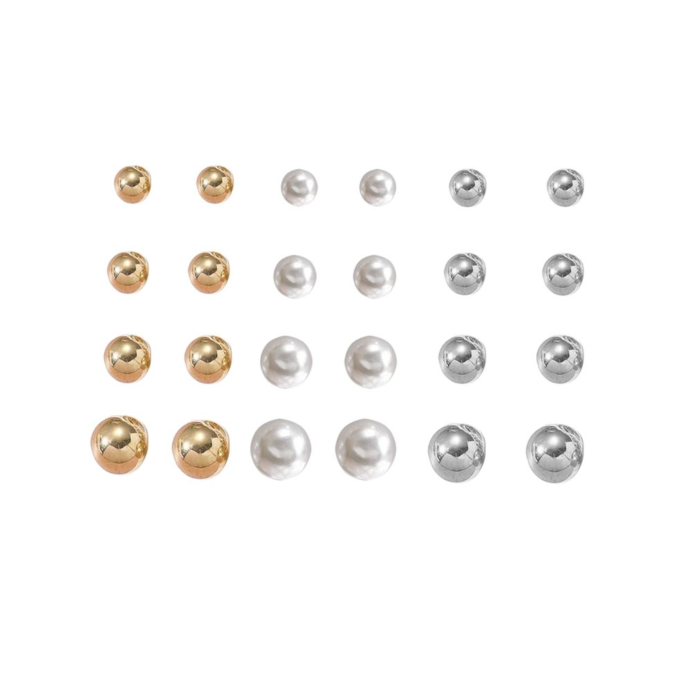 12 Pairs Shining Gold Silver Pearl Hypoallergenic Stud Earrings Set for Women Fashion Aesthetic Jewelry Accessories Statement Earrings Best Friends Birthday Jewelry Earrings for Mom