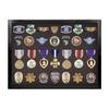 PENNZONI Medal Display Case Medium - Award Display Case, Patches Display Cabinet Case, Acrylic Wall Display Case, Walnut w/ Blue Felt view 1