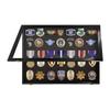 PENNZONI Medal Display Case Medium - Award Display Case, Patches Display Cabinet Case, Acrylic Wall Display Case, Walnut w/ Blue Felt view 2