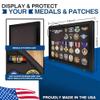 PENNZONI Medal Display Case Medium - Award Display Case, Patches Display Cabinet Case, Acrylic Wall Display Case, Walnut w/ Blue Felt view 3