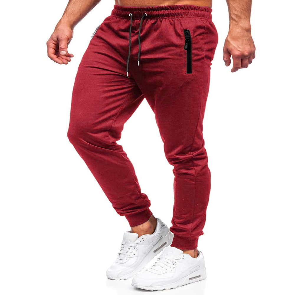 BUXKR Mens Casual Joggers Sweatpants for Jogging,Running or Athletic Activities,Wine Red,XL