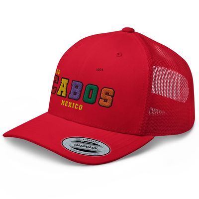RIVEMUG Los Cabos Mexico Trucker Hat Curved Bill Mid Crown Adjustable Cabo San Lucas Cap Red