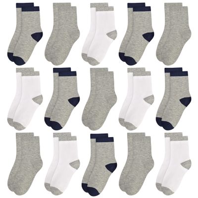 GENTABY Unisex Toddlers Kids Crew Socks-15 Pairs Soft Socks,Casual Athletic Dress Socks for Boys,Girls 10-13 Years