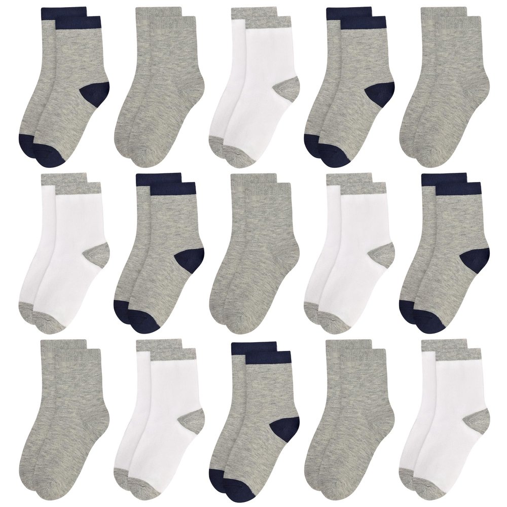 GENTABY Unisex Toddlers Kids Crew Socks-15 Pairs Soft Socks,Casual Athletic Dress Socks for Boys,Girls 10-13 Years