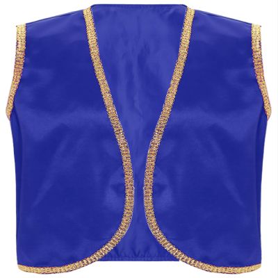 ACSUSS Mens Desert Prince Carnival Tops Arabian Street Rat Waistcoat Cosplay Open Front Vest Royal Blue 3X-Large