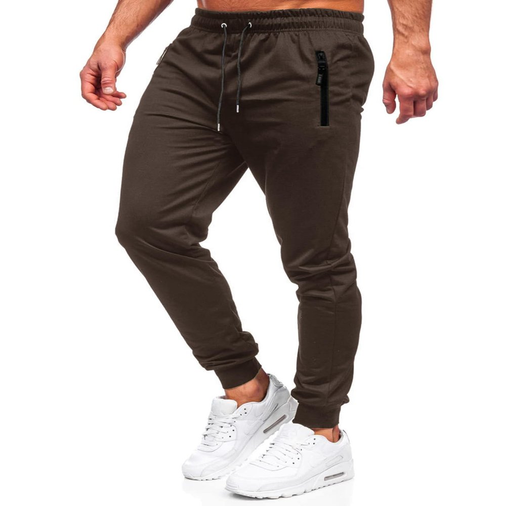 BUXKR Mens Casual Joggers Sweatpants for Jogging,Running or Athletic Activities,Brown,S