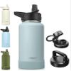 CIVAGO 32 oz Insulated Water Bottle With Straw, Stainless Steel Sports Water Cup Flask with 3 Lids (Straw, Spout and Handle Lid), Wide Mouth Travel Thermal Mug, Sage view 1