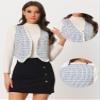 Allegra K Plaid Waistcoat for Women's Vintage Fringe Trim Tweed Suit Vest X-Small White view 2