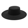French Women's Hat Big Wide 10CM Fedora Hat Winter Wool Wedding Jazz Hats Flat Top Felt Hat view 2