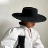 French Women's Hat Big Wide 10CM Fedora Hat Winter Wool Wedding Jazz Hats Flat Top Felt Hat view 3