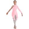 FEESHOW Big Girls Mesh Open Back Lyrical Dance Dress Ballroom Dancing Costumes Leotard High Low Flowy Sheer Skirt Pink A 8 Years view 1