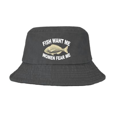 Fishing Hat Women Want Me Fishes Fear Me Bucket Hat Men(s) Fishing Hat Trendy Bucket Hat