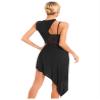 Xnihocha Women Lyrical Dance Dress One Shoulder Split Asymmetrical Modern Contemporary Ballroom Latin Dance Costume F0658Black Large view 3