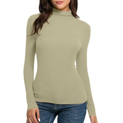 NATHGAM Women's Turtleneck Long Sleeve Shirts Stretch Fitted Underscrubs Basic Layering Slim Fit Soft Thermal Underwear Tops
