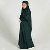 AFAVOM Abaya for Girls Muslim Dress Full Cover Hijab Kaftan Islamic Prayer Dress Kids Formal Prayer Clothes Dubai Hijab Church Eid Dress Teens Loose Fit Casual Maxi Gown Blackish Green 11-12 Years view 3