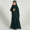 AFAVOM Abaya for Girls Muslim Dress Full Cover Hijab Kaftan Islamic Prayer Dress Kids Formal Prayer Clothes Dubai Hijab Church Eid Dress Teens Loose Fit Casual Maxi Gown Blackish Green 11-12 Years view 4