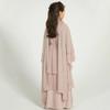 AFAVOM Muslim Abayas for Girl Prayer Dress Tiered Layered Chiffon Kaftan Maxi Dress Casual Party Cardigan Robe Long Flare Sleeve Dubai Muslim Clothes for Little Kids Islamic Eid Dress Gray 7-8 Years view 4