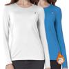 SSLR 2 Pack Women's Thermal Tops, Thermal Underwear for Women Long Sleeve Tee Shirts Basic Layering V Neck Fleece (Small, White & Blue) view 1