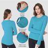 SSLR 2 Pack Women's Thermal Tops, Thermal Underwear for Women Long Sleeve Tee Shirts Basic Layering V Neck Fleece (Small, White & Blue) view 2