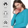 SSLR 2 Pack Women's Thermal Tops, Thermal Underwear for Women Long Sleeve Tee Shirts Basic Layering V Neck Fleece (Small, White & Blue) view 3