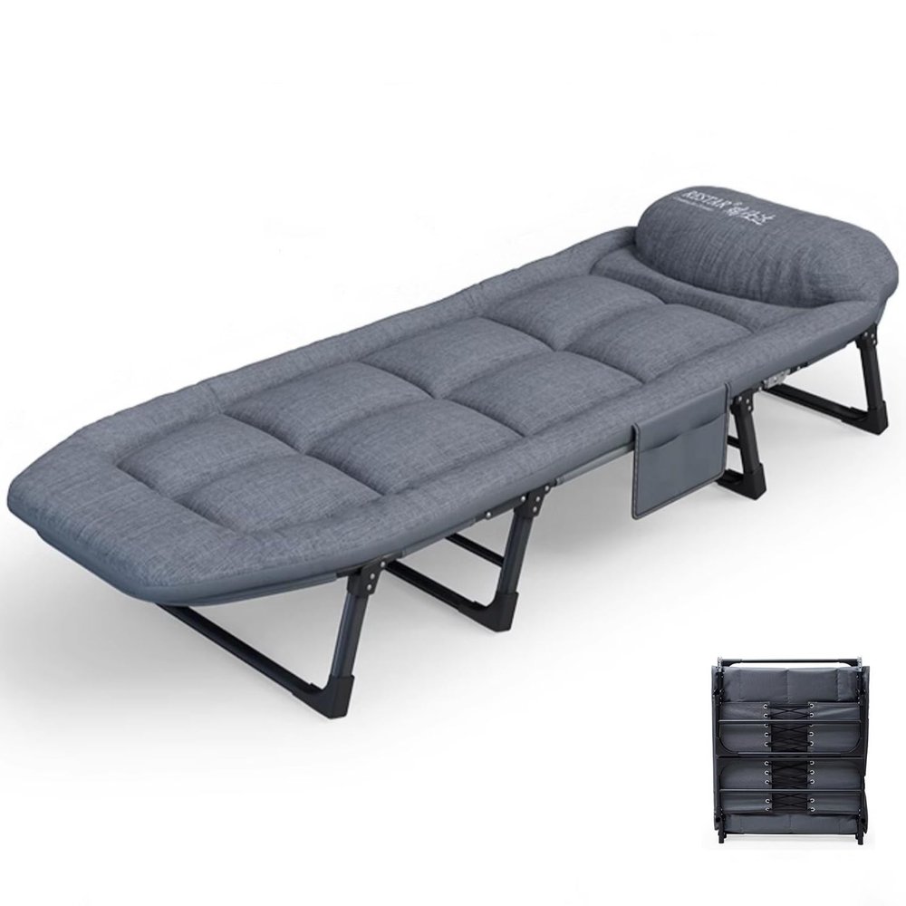 YVYKFZD Camping Cots for Adults, 6-Position Folding Camping Bed, Portable Sleeping Cots with Mattress, for Camping Tent Office Outdoor Travel, Supports 275 lbs (Size : 190x65x32cm)