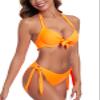 Colloyes Womens Neon Orange Two Piece Bikini Sets Push Up Halter Bikini Bathing Suit Adjustable 2 Piece Swimsuit Underwire Bikini Swimwear for Women Size XX-Large view 2