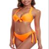 Colloyes Womens Neon Orange Two Piece Bikini Sets Push Up Halter Bikini Bathing Suit Adjustable 2 Piece Swimsuit Underwire Bikini Swimwear for Women Size XX-Large view 3