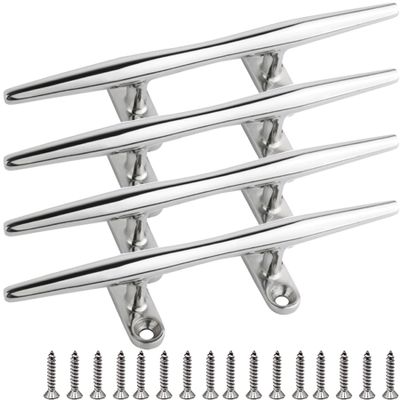 SHENGHUISS Boat Open Base Cleat 316 Stainless Steel Mooring Dock Cleat for Boat,Deck,Hook Accessories Screws (5 inch 4 Pack)