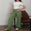 Dokotoo Women's Pants High Waisted Cargo Pants Women Baggy Jeans for Women Straight Wide Leg 2025 Spring Outfits Fashion Clothes Casual Trendy Pocket Teen Girls Trousers Stretch Denim Green view 3
