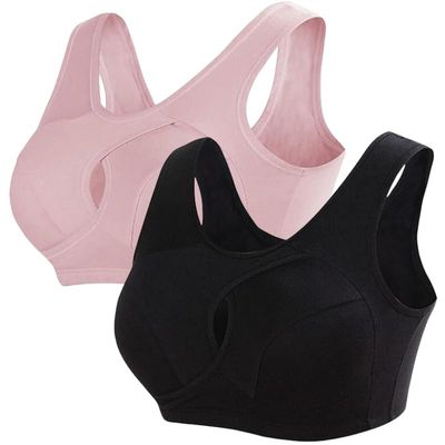Lifts Anti-Sagging Wirefree Bra, Breathable Cool Lift up Air Bra, Breathable Anti Saggy Breasts Bra (Black+Pink,S)